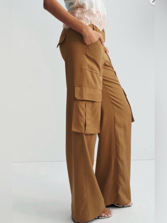 Veronica Beard Pants - Veronica Beard Saul Pant Wide Leg Cargo khaki Pants in Whiskey brown tan NEW NWT